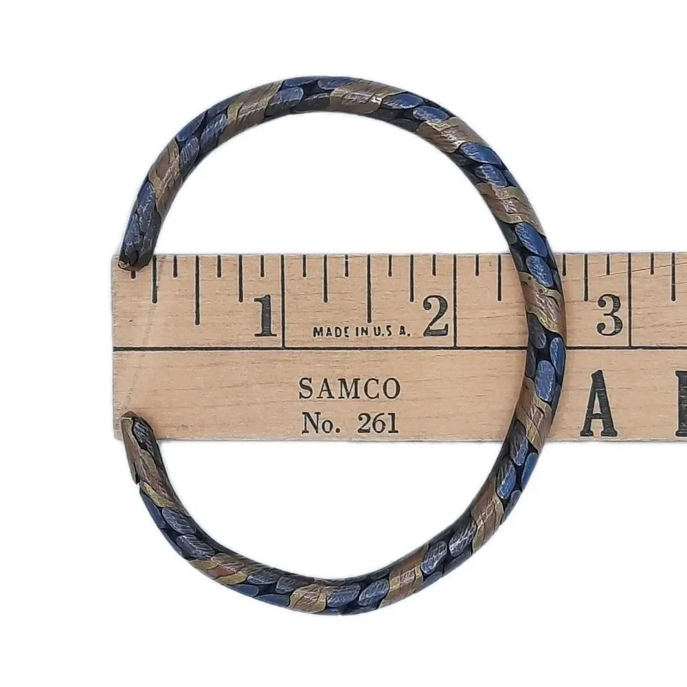 Vintage Tri Three Tone Twisted Metal Unisex Cuff Bracelet Copper Brass XLNT